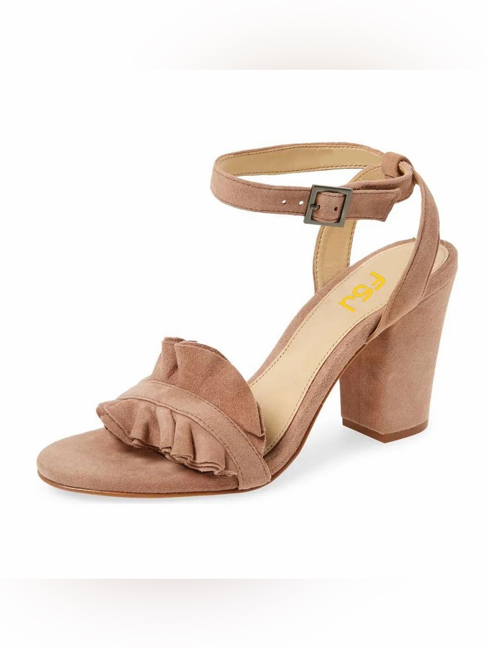 Vince Camuto Women's Blush Suede Ruffle Ankle-Strap Sandals Size 11